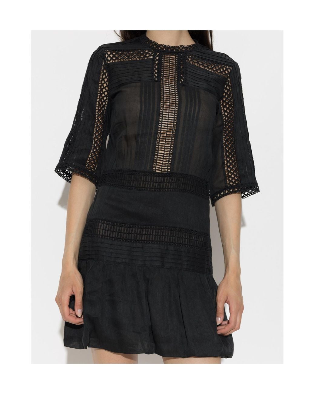 Isabel Marant Black Isabel Marant Étoile Paige Lace-Trim Mini Dress