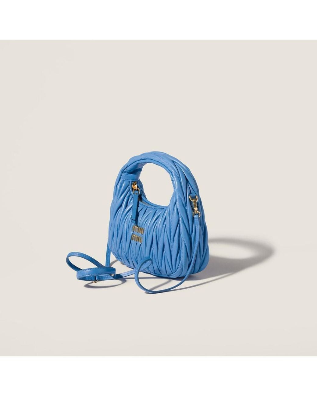 Miu Miu Blue Wander Matelassé Shoulder Bag