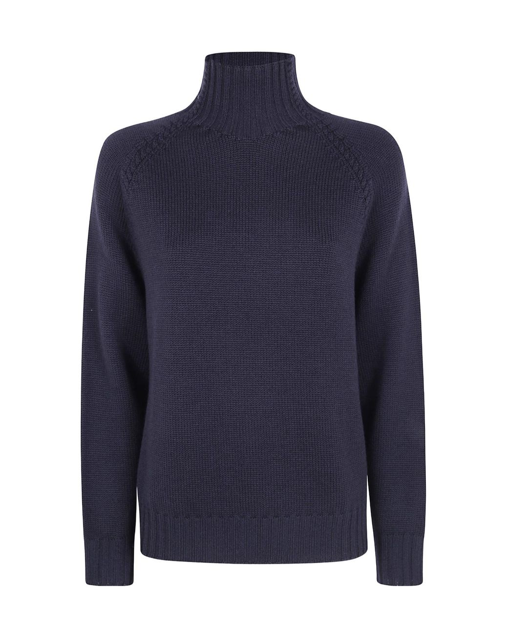 Rossopuro Blue Cable-Knit High-Neck Sweater