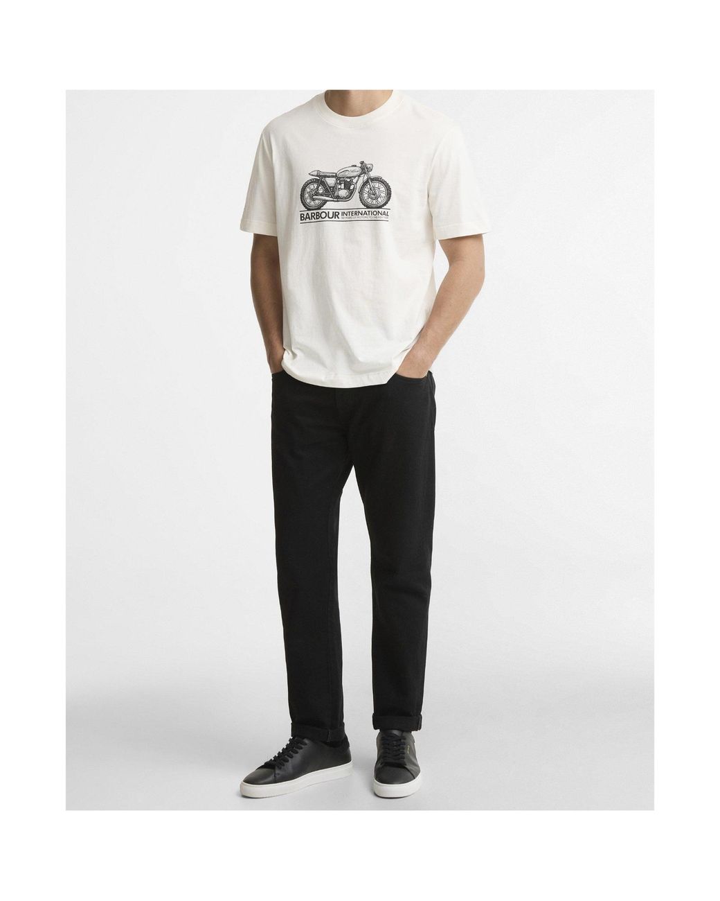 Barbour White Triton Graphic Crewneck Tshirt for men
