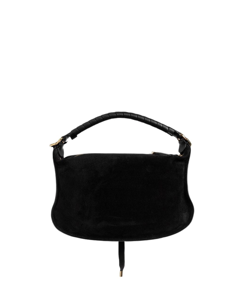 Chloé Black Chloé Marcie Small Studded Velvet Shoulder Bag