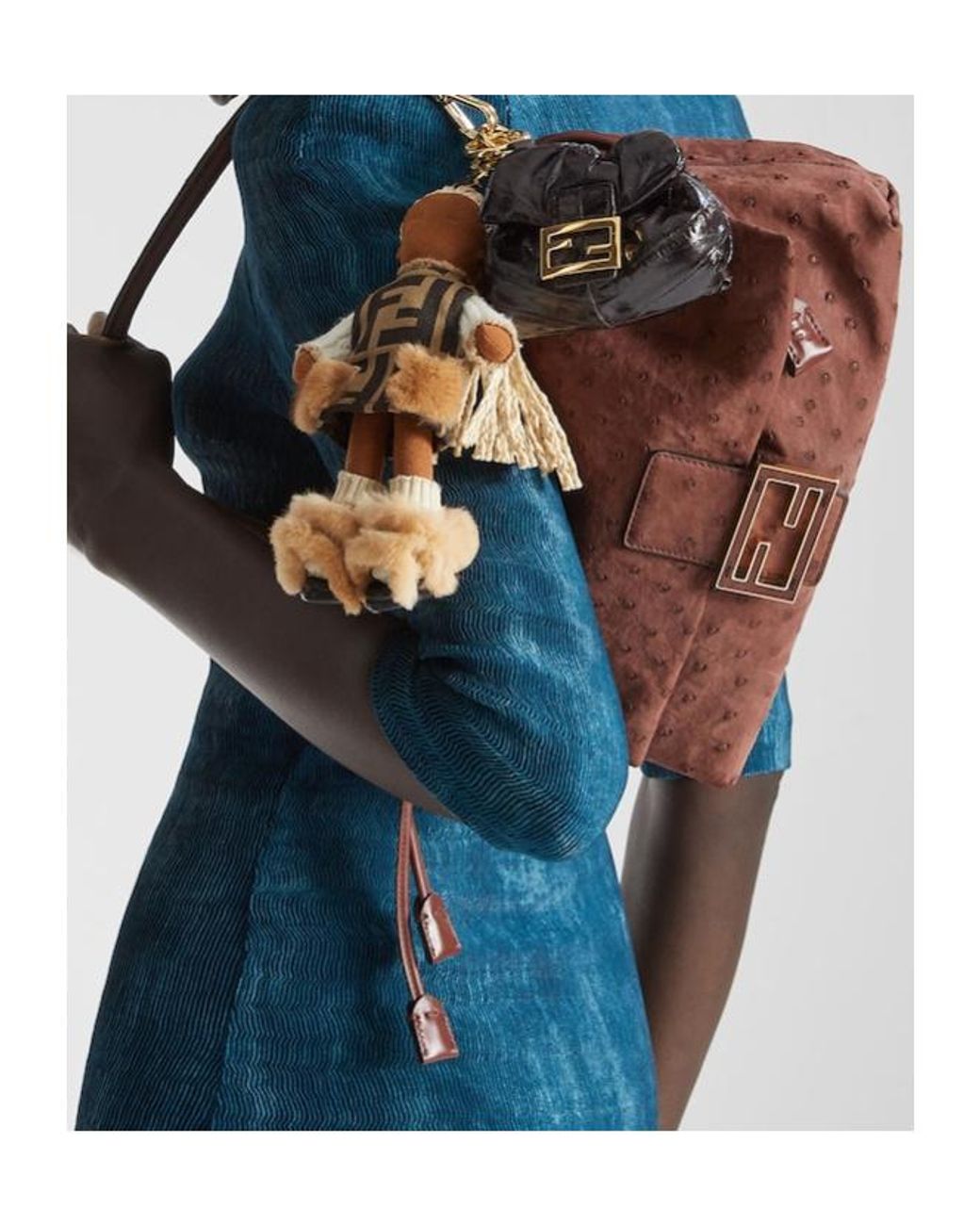 Fendi Brown Ostrich Leather Bag