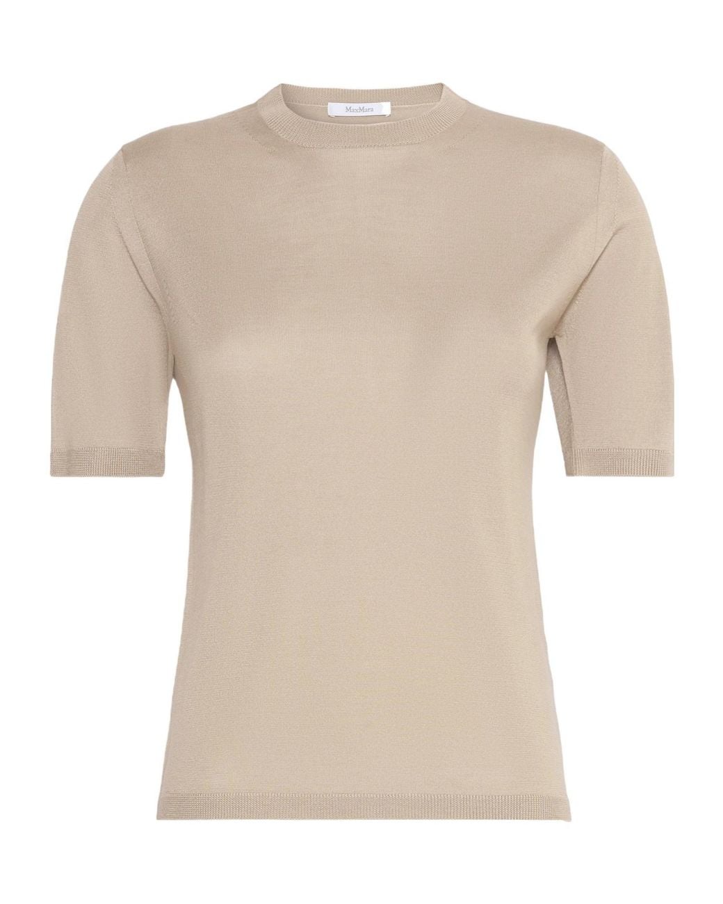 Max Mara Natural Short-Sleeved Knitted Top