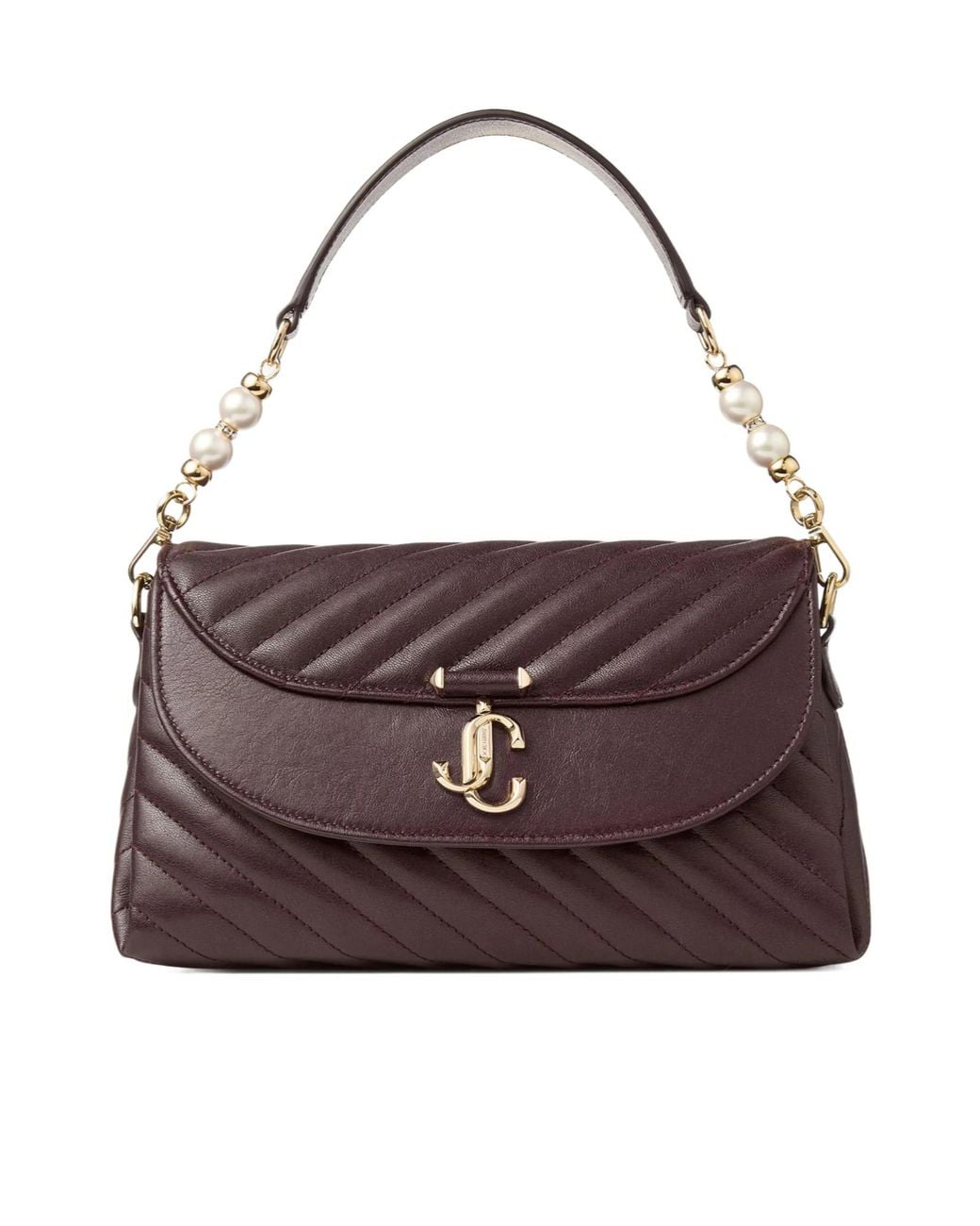 Jimmy Choo Brown Curved-Quilt Shoulder Bag