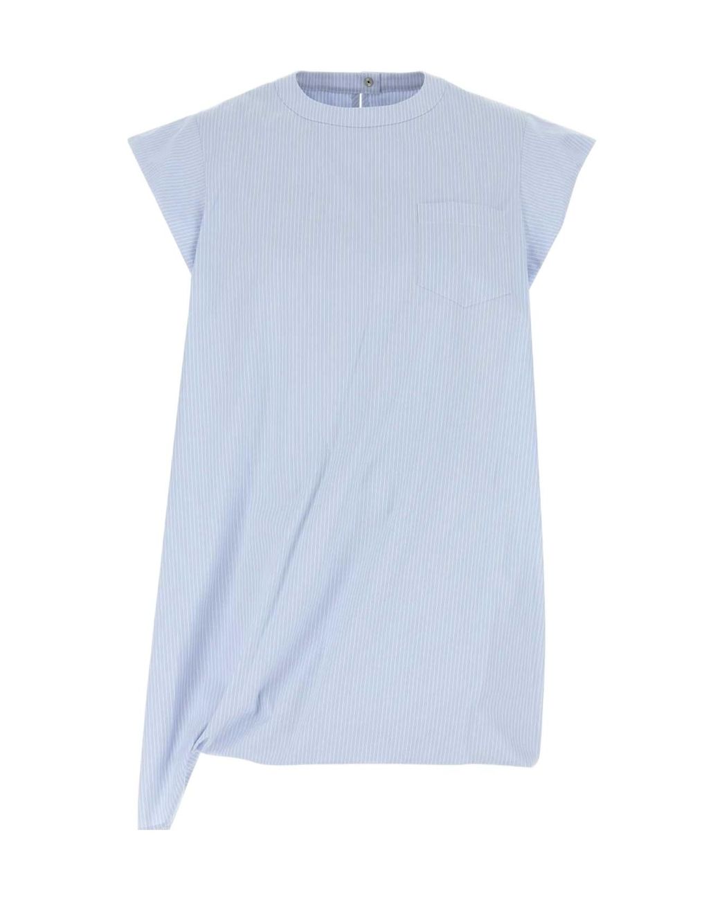 Sacai Blue Embroidered Poplin Top