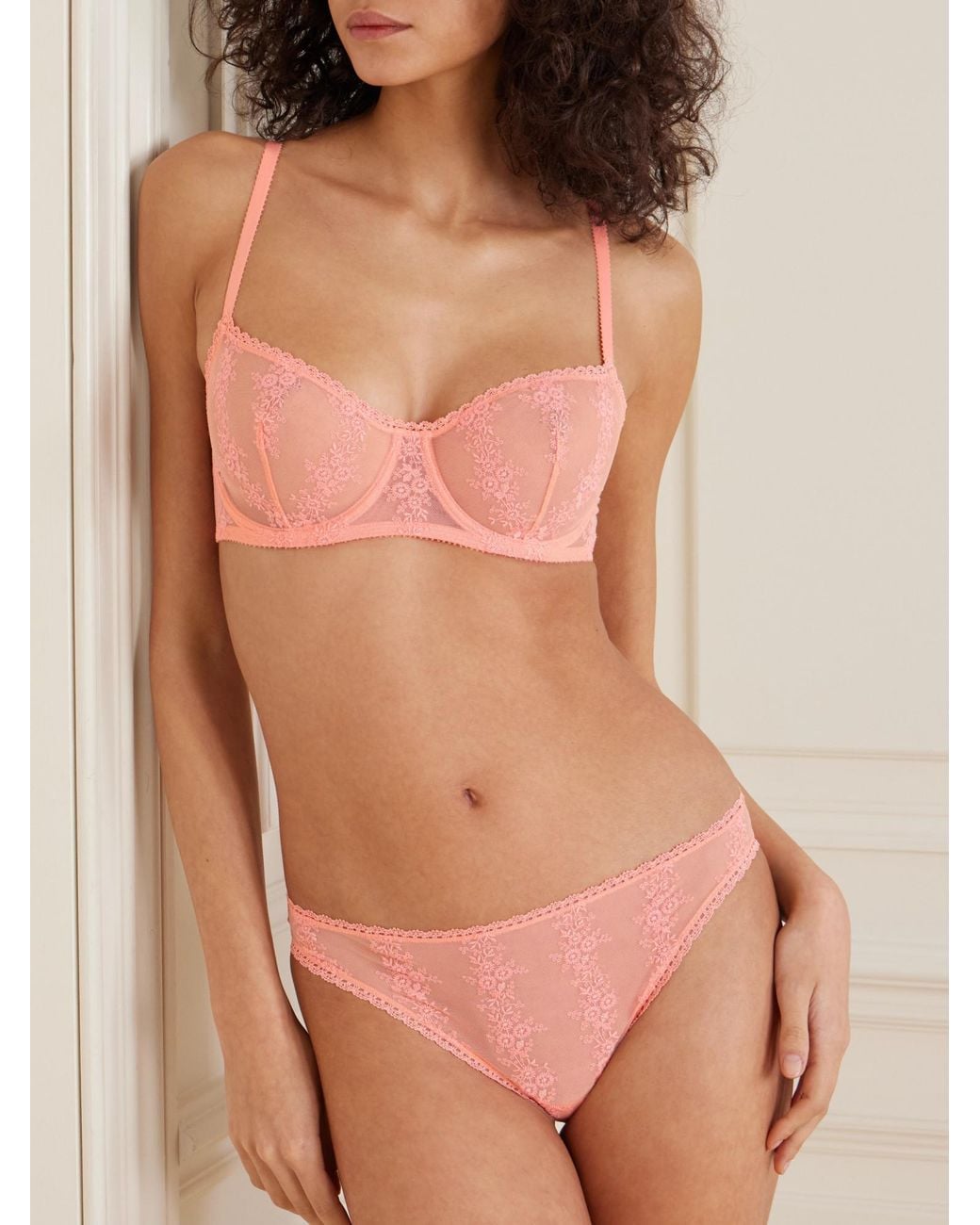 Eres Pink Exquisite Floral Embroidered Bra