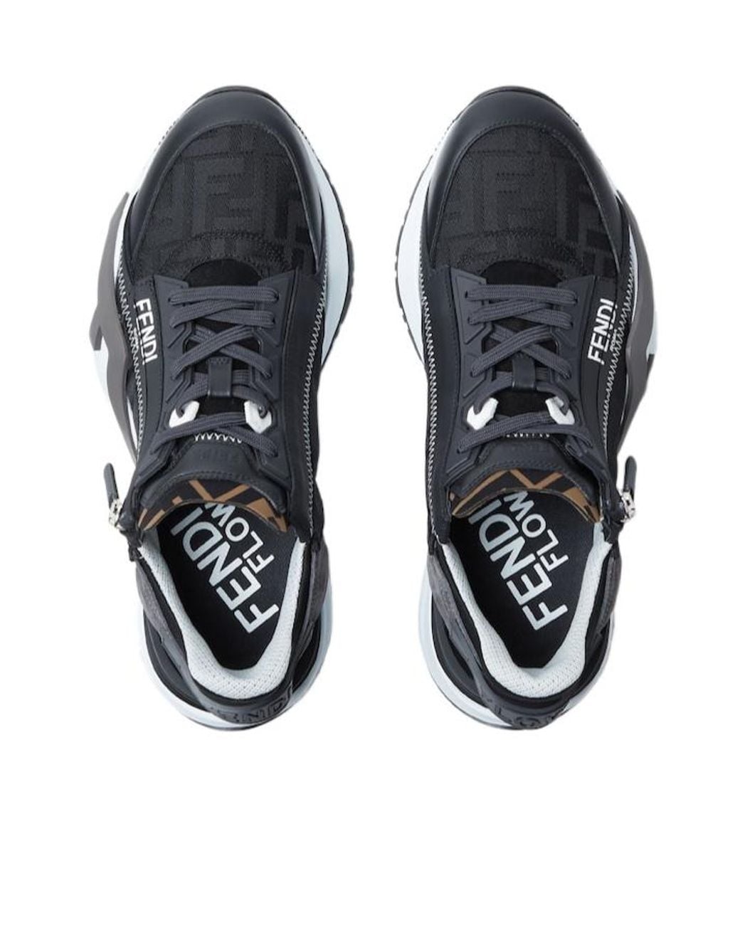 Fendi Gray Flow Low-Top Sneakers for men
