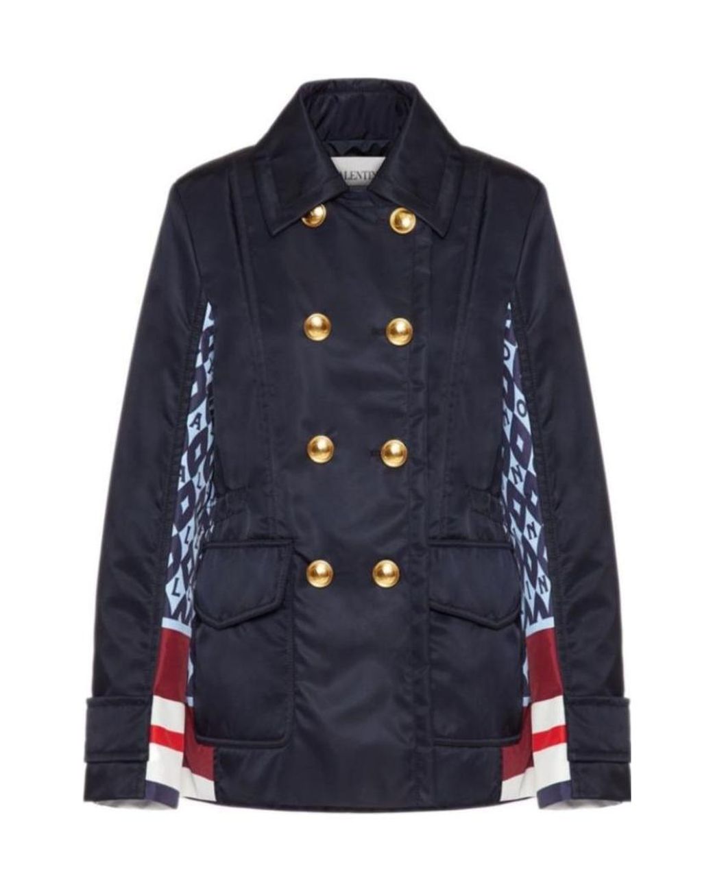 Valentino Blue Foulard Archive Print Peacoat