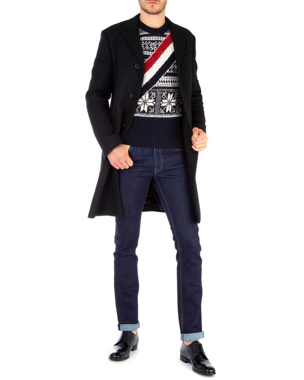 Thom Browne Blue Mohair Diagonal Striped Pullover for men