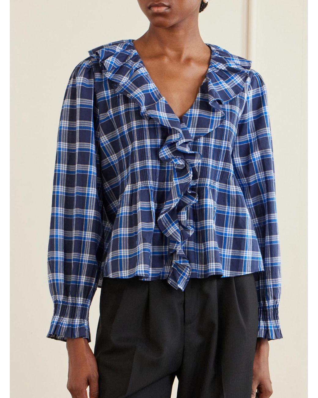 Doen Blue Organic Cotton Gathered Shirt