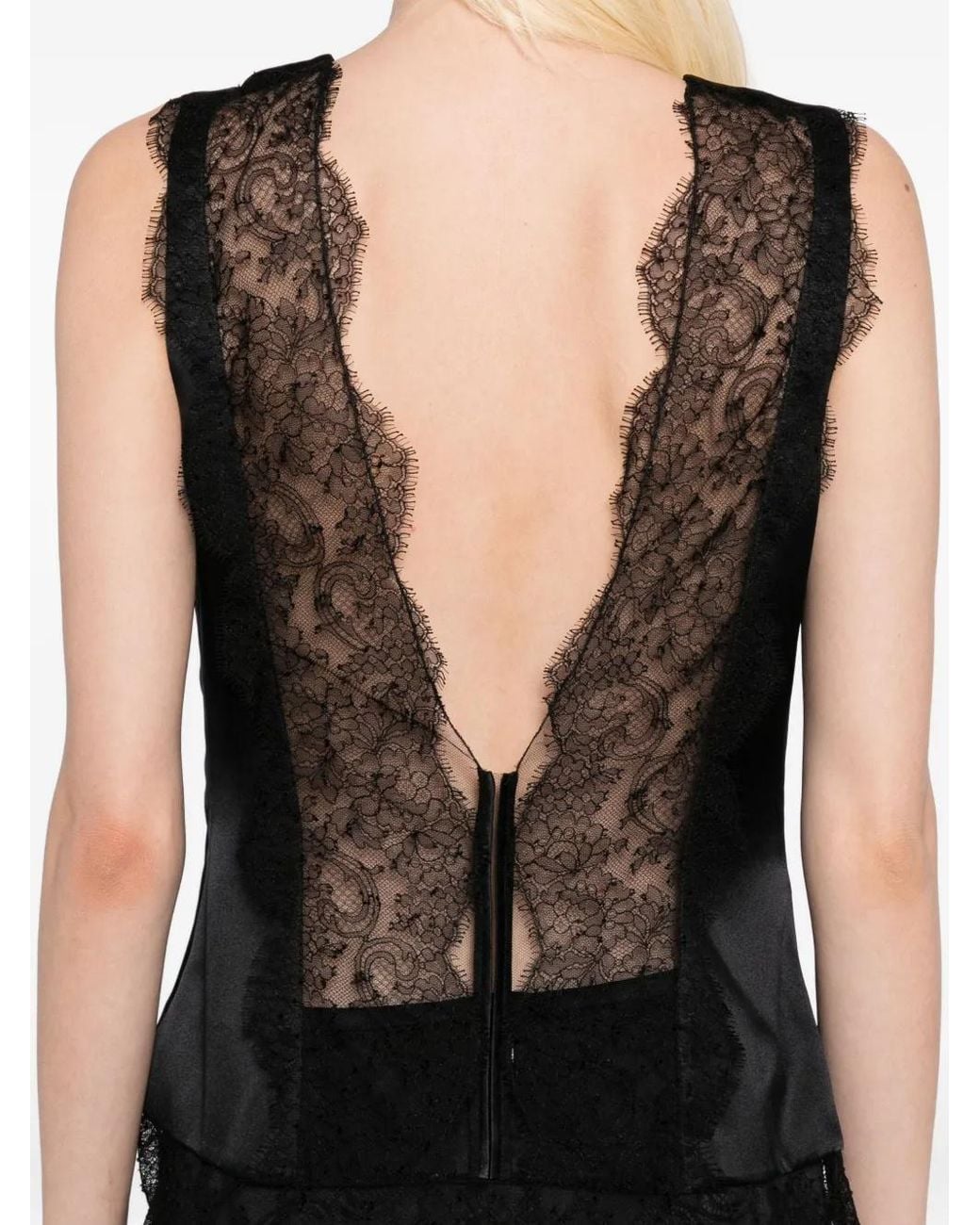 Tom Ford Black Lace Trim Sleeveless Top