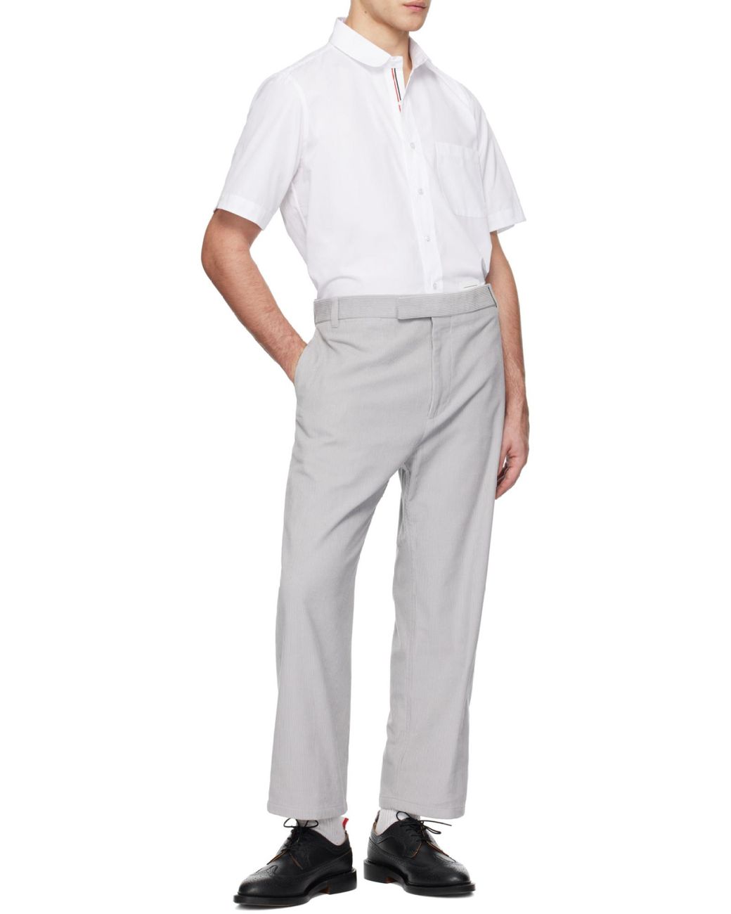Thom Browne White Poplin Round Hem Shirt for men
