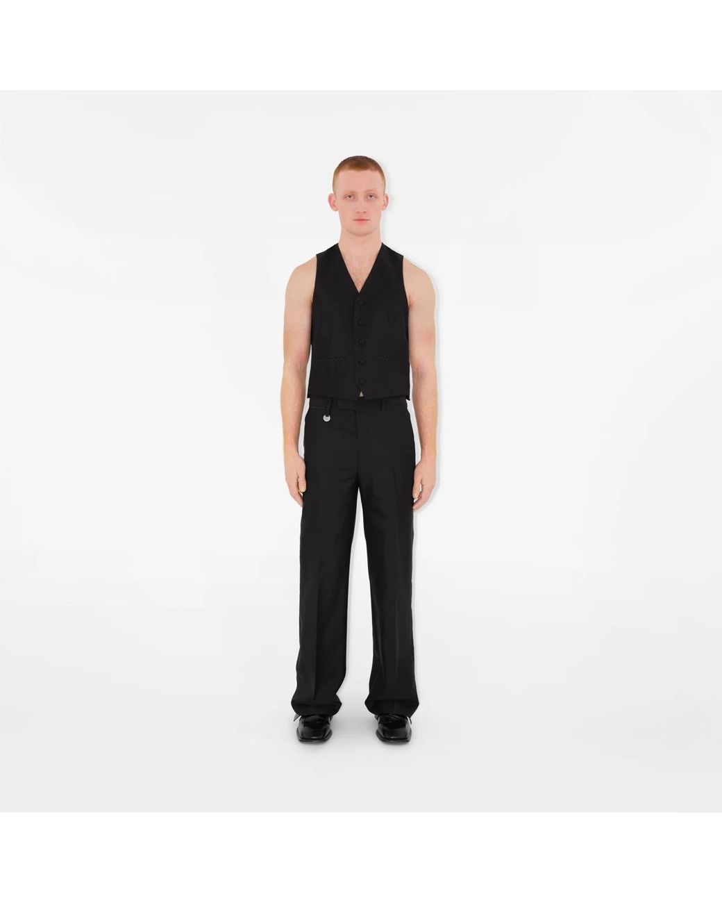 Burberry Black Straight-Leg Logo Charm Tailored Trousers for men