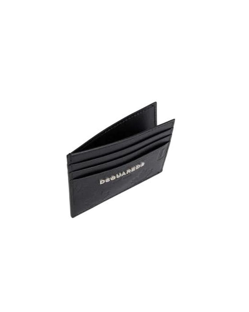DSquared² Black Logo Embossed Card Holder Wallet for men