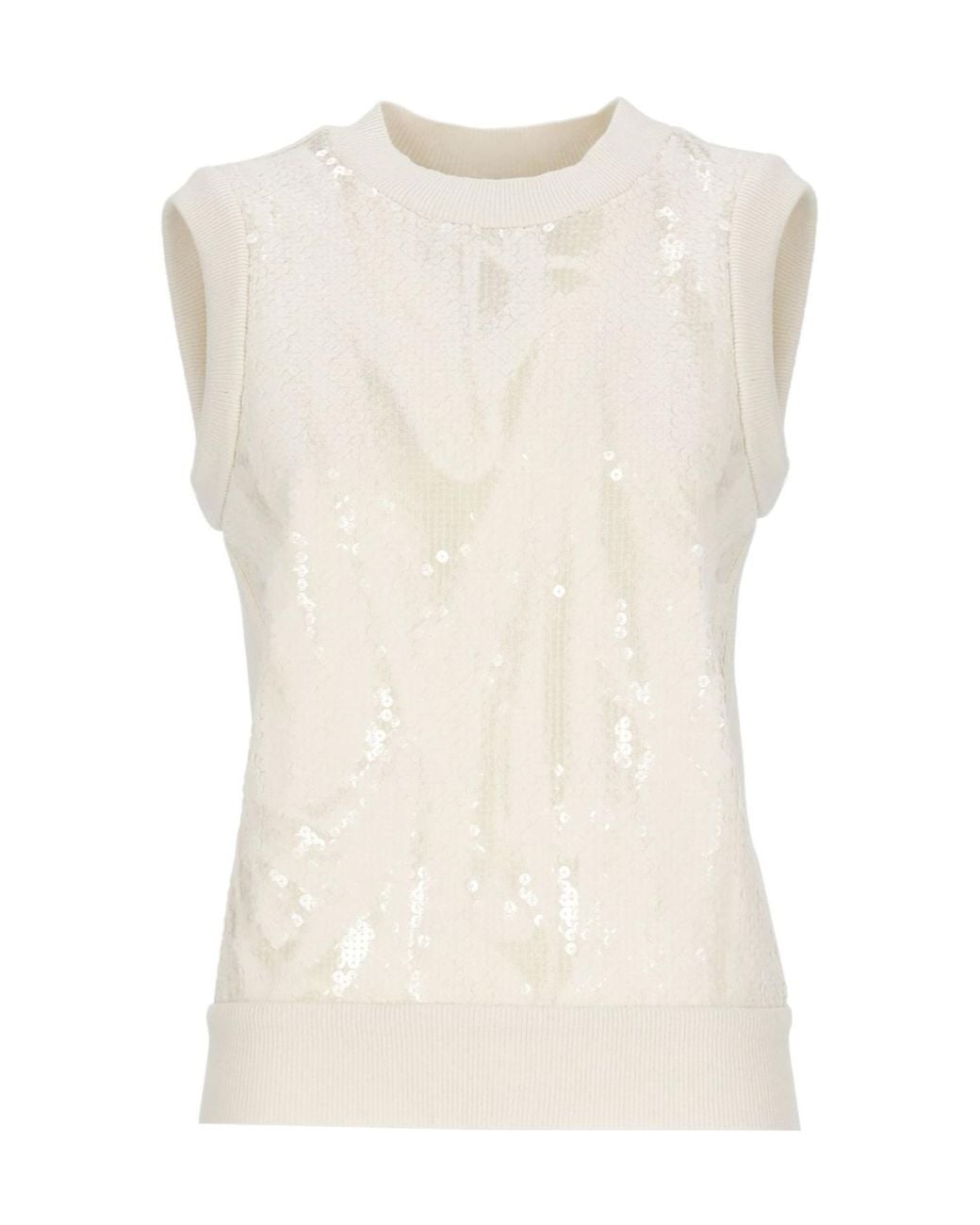 Peserico Natural Aurea Sequined Knitted Top