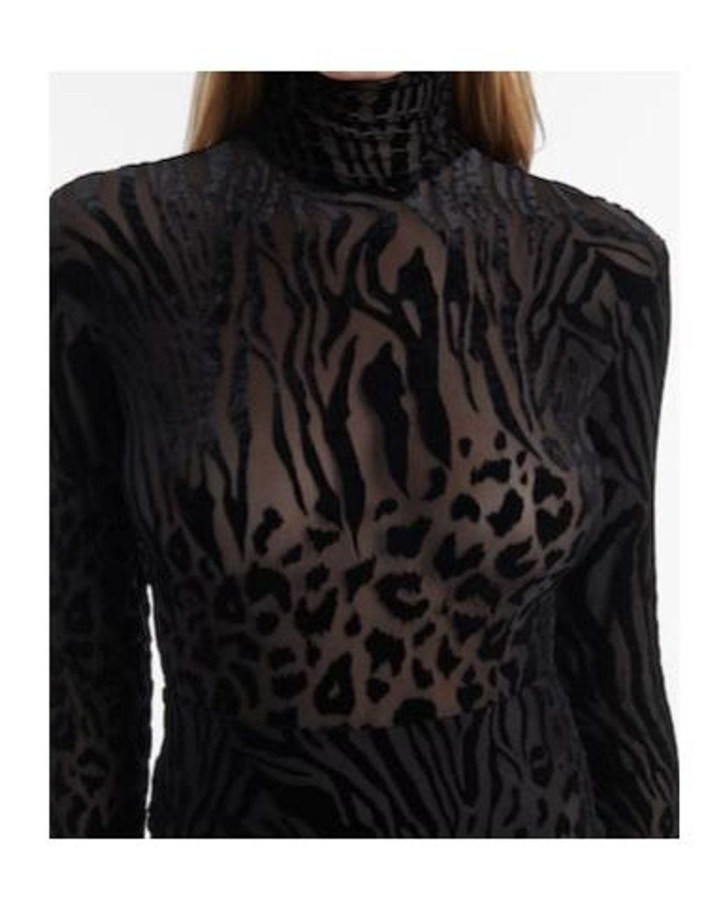 Alex Perry Black Sheer Animal-Print Devoré Maxi Dress