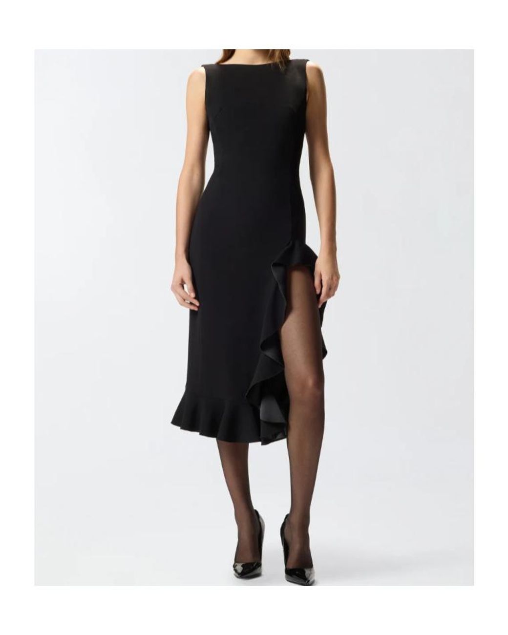Pinko Black Fitted Dress With Flounces