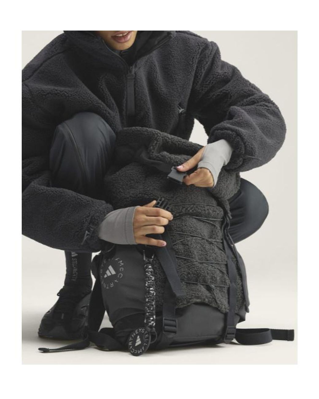 Adidas By Stella McCartney Black Fleece Logo Backpack