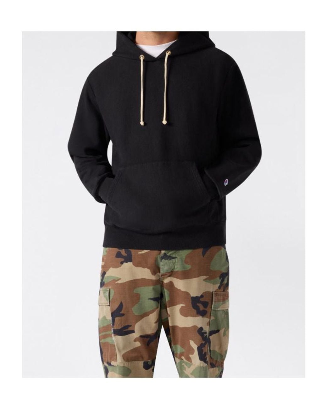 Champion Black Reverse Weave Hooded Hoodie for men