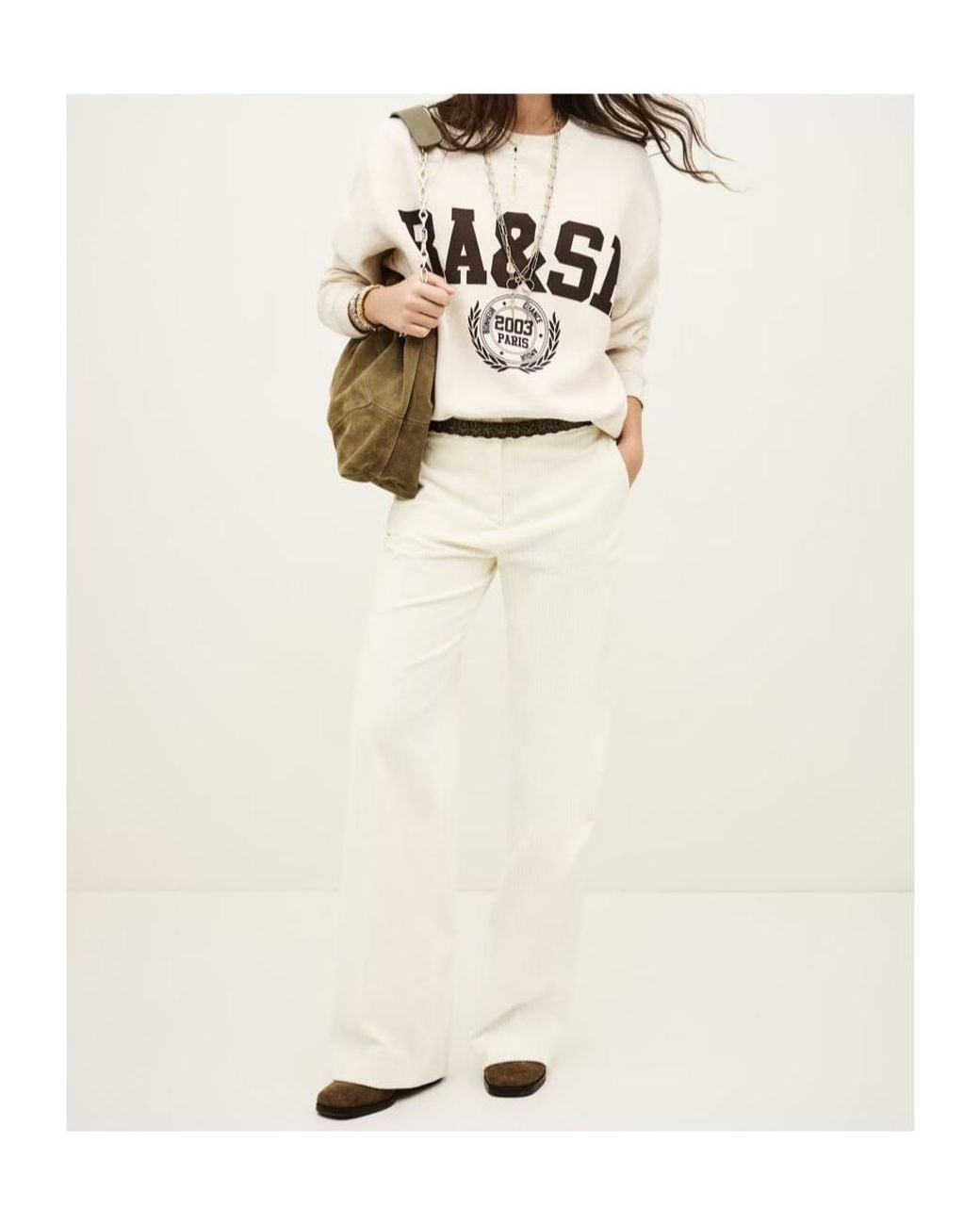Ba&sh Natural Logo Crewneck Sweatshirt