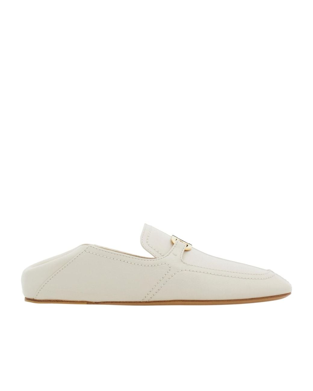 Ferragamo White Round Head Loafer Shoes