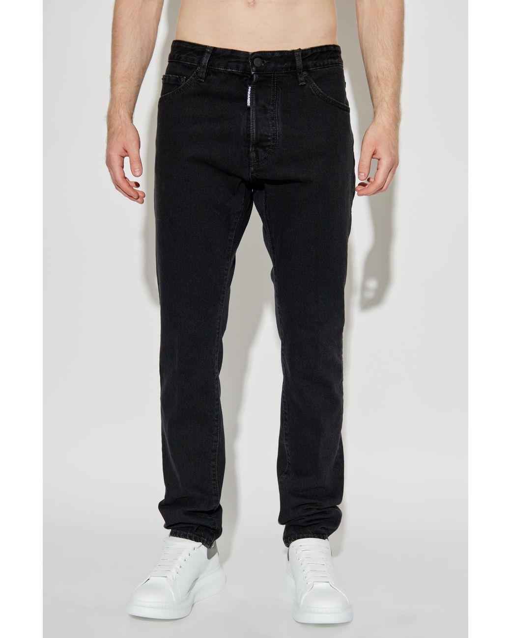 DSquared² Black Logo Patch Skinny Jeans for men