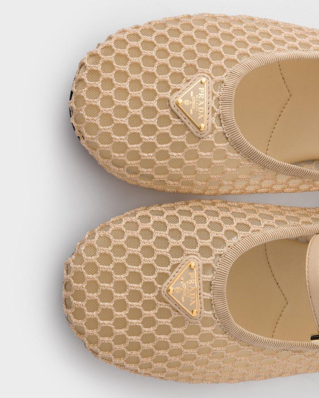 Prada Natural Mesh Fabric Ballerinas
