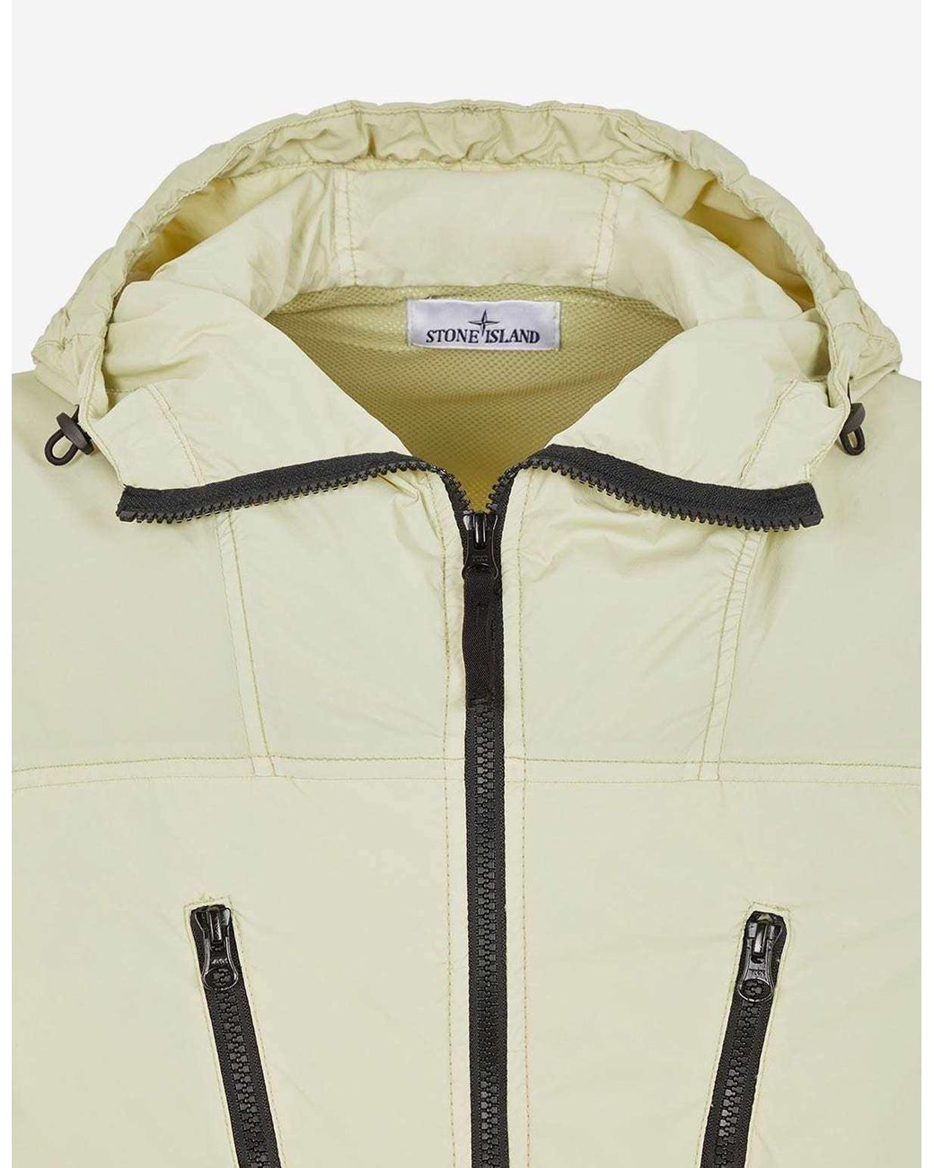 Stone Island Natural Foldable Logo Patch Zip-Up Jacket for men