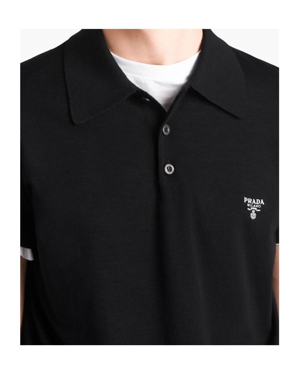 Prada Black Logo Detailed Short-Sleeved Polo Shirt for men
