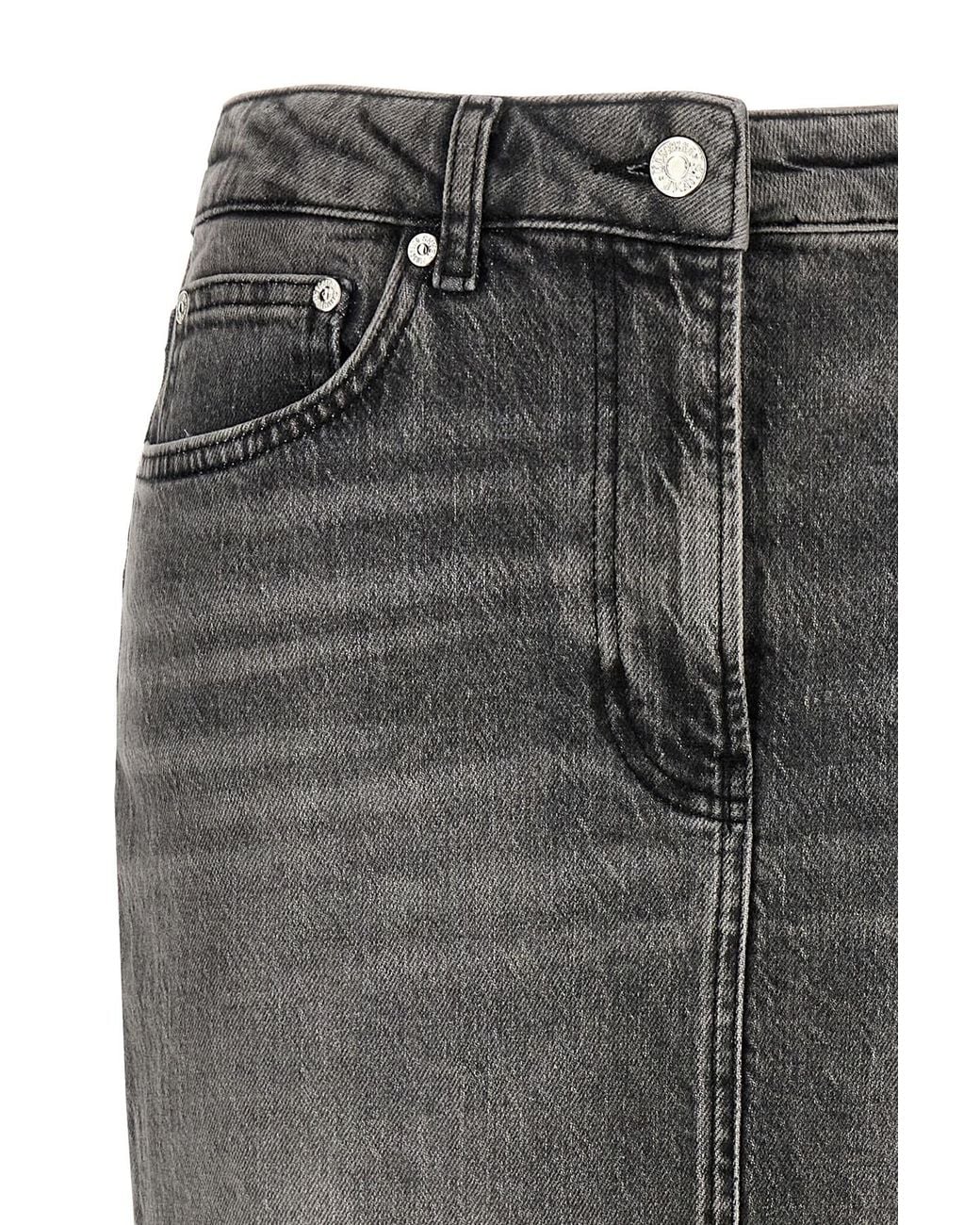 Moschino Gray Jeans Side Slit Denim Skirt