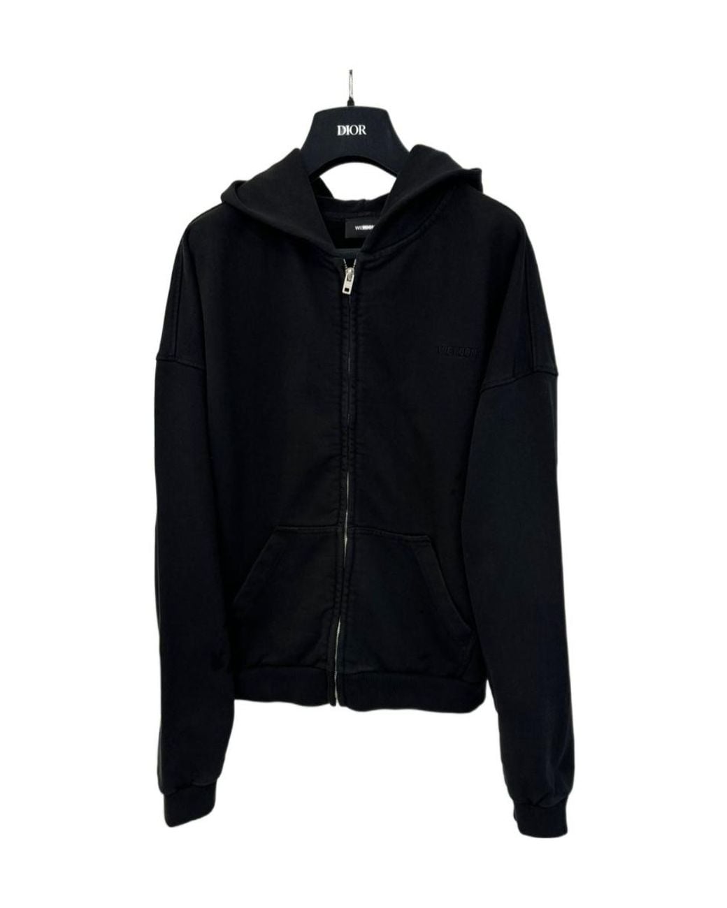 we11done Black Zip-Up Hoodie for men