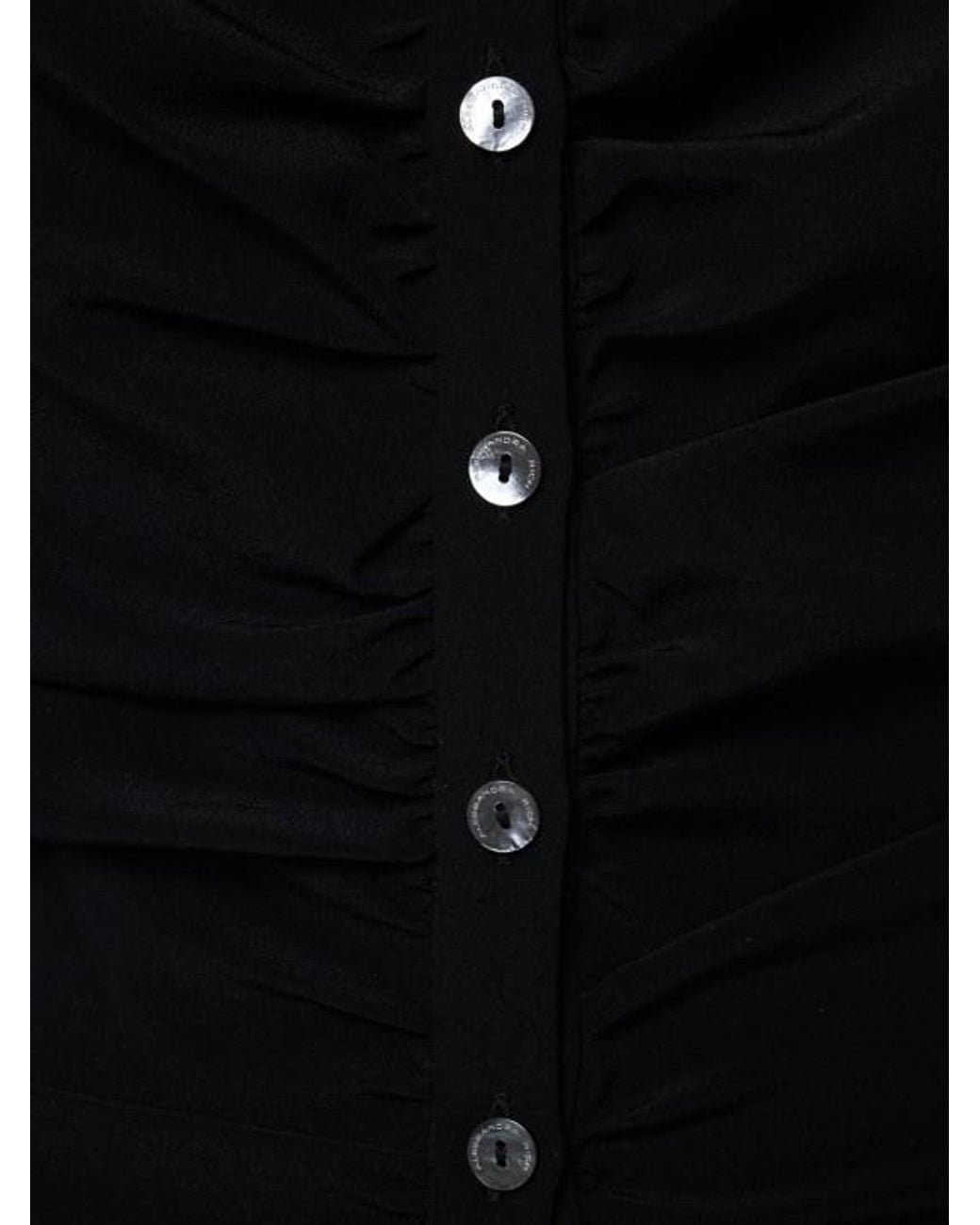 Alessandra Rich Black Draped Silk Shirt W/bow