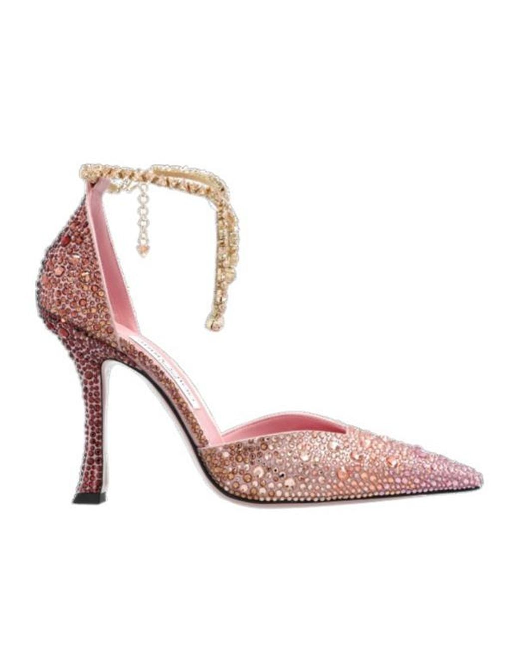 Jimmy Choo Pink Pointed-Toe Embellished Pumps