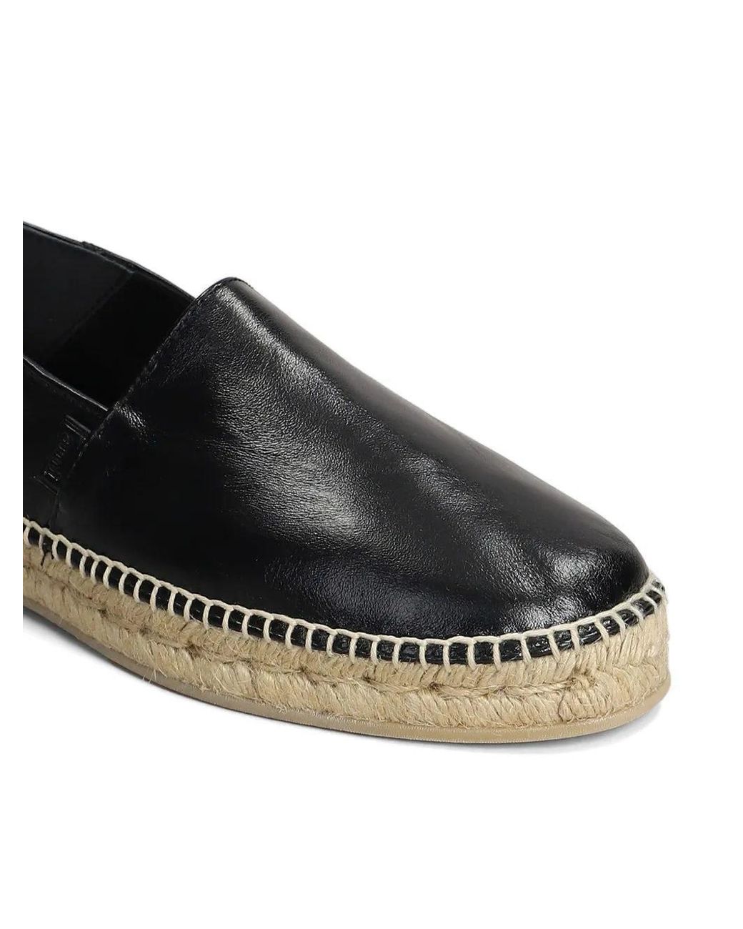 AMI Black Leather Espadrilles for men