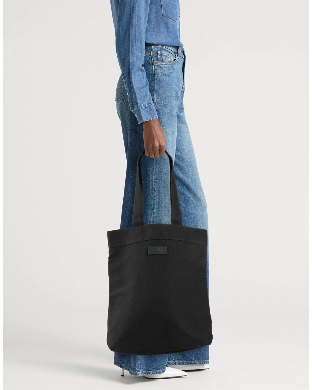 MM6 by Maison Margiela Black Minimalist Large-Capacity Canvas Bag