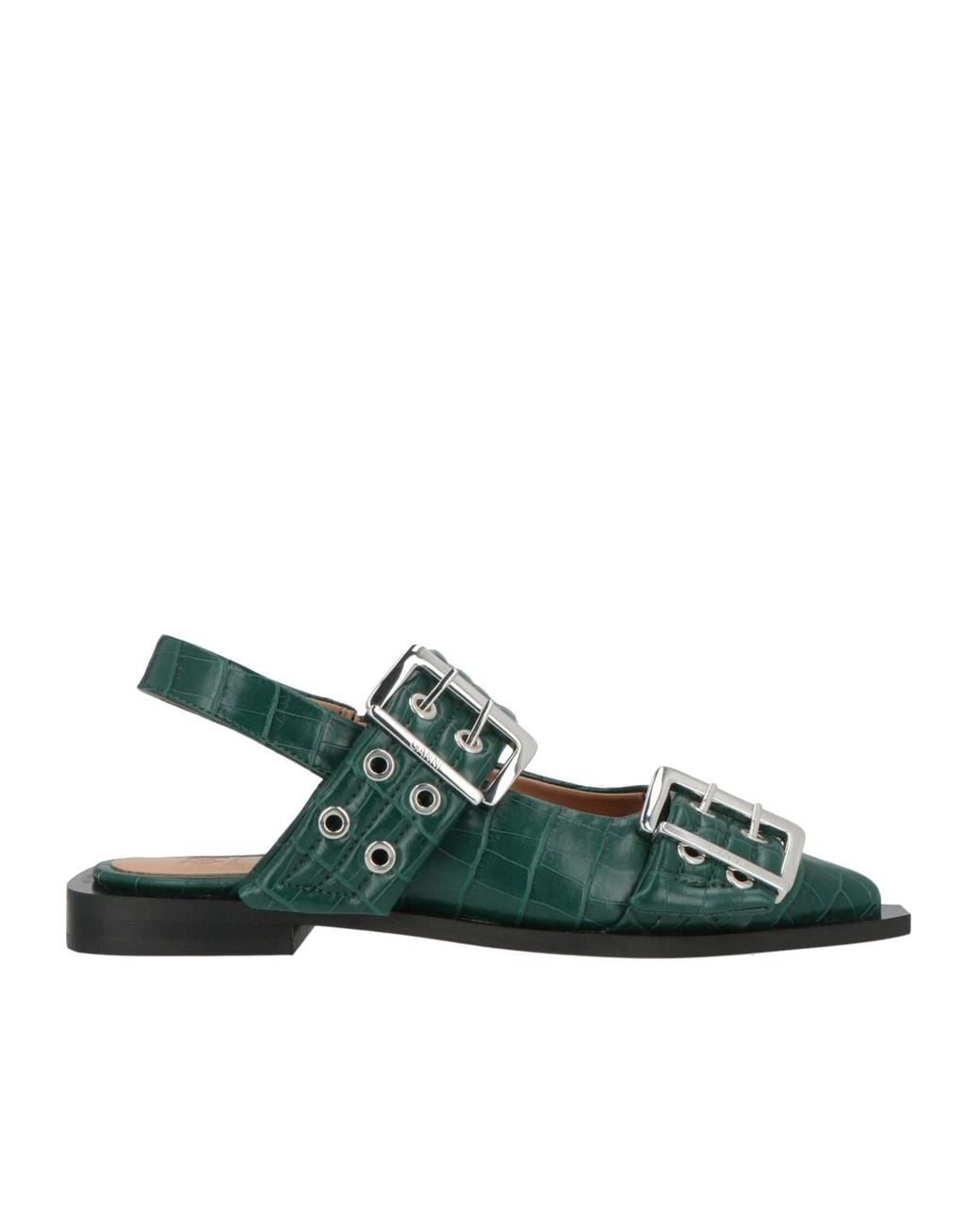 Ganni Green Slingback Ballet Flats