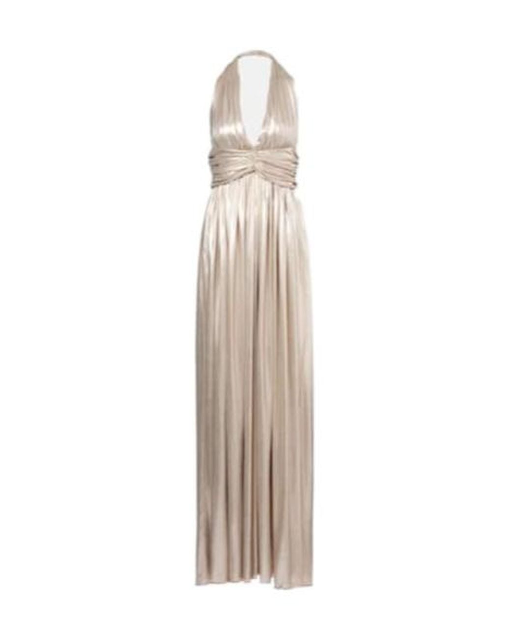 Giambattista Valli Natural Halterneck Open-Back Lamé Jersey Gown