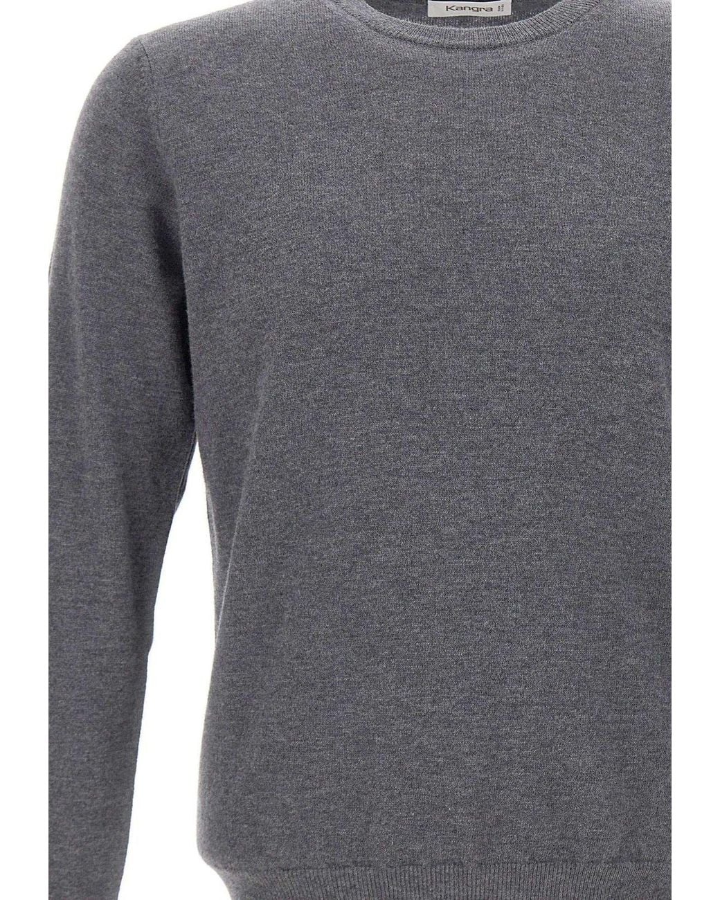 Kangra Cashmere Gray Kangra Ribbed Trim Knitted Sweater for men