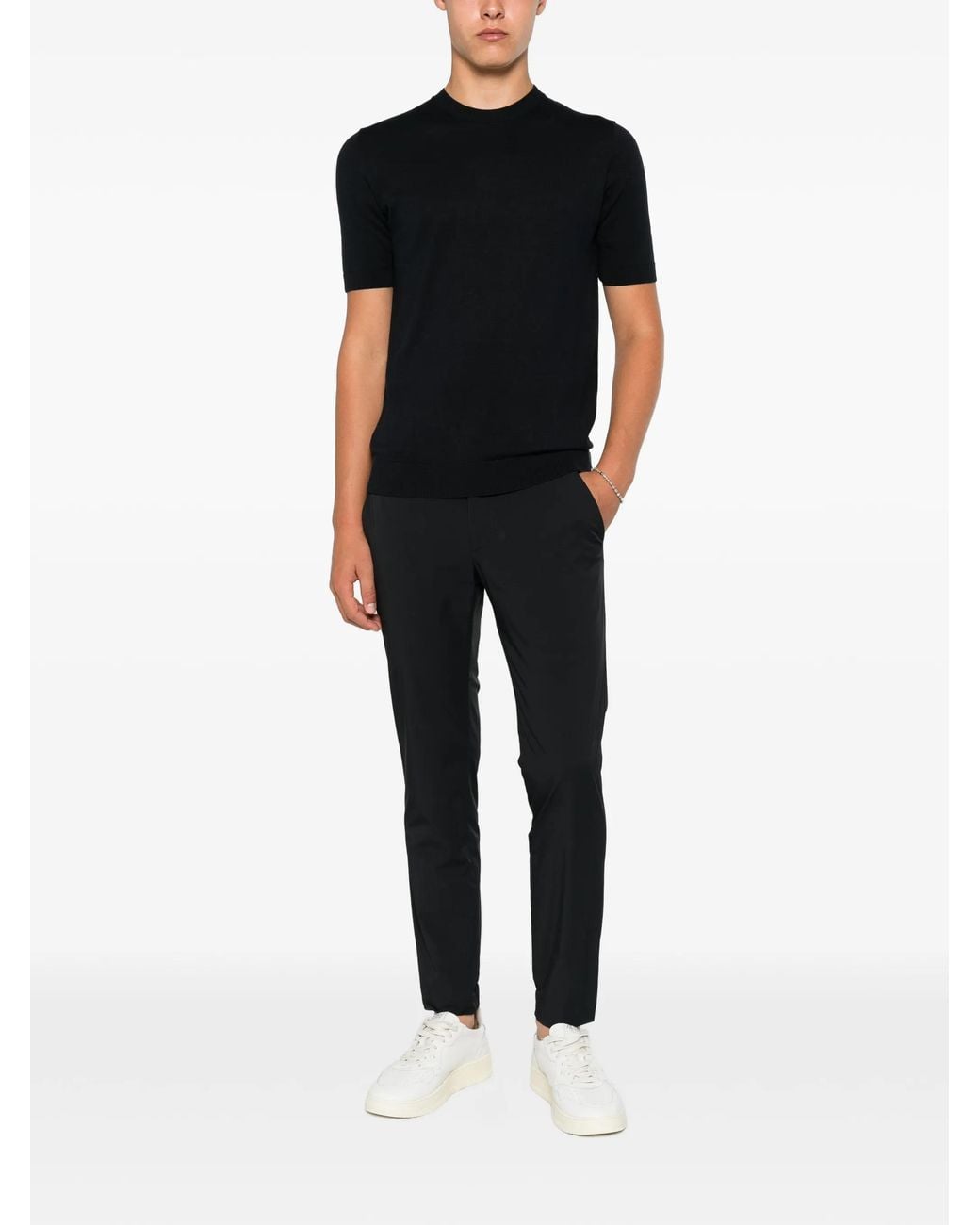 Incotex Black Elasticated-Waistband Trousers for men