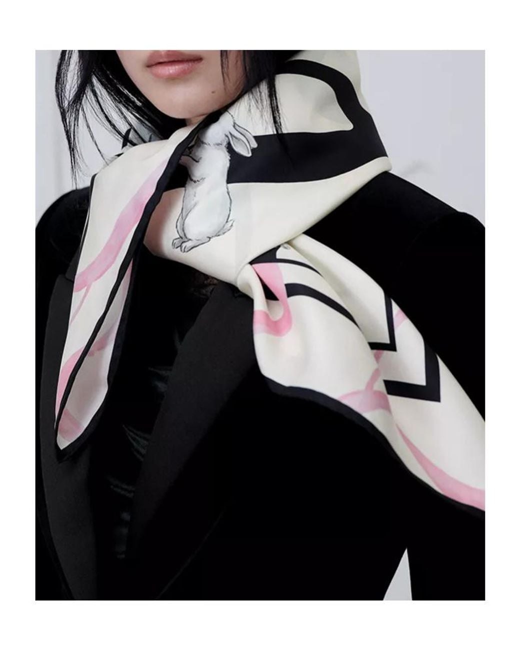 Dior White Funny Bunny 90 Square Scarf