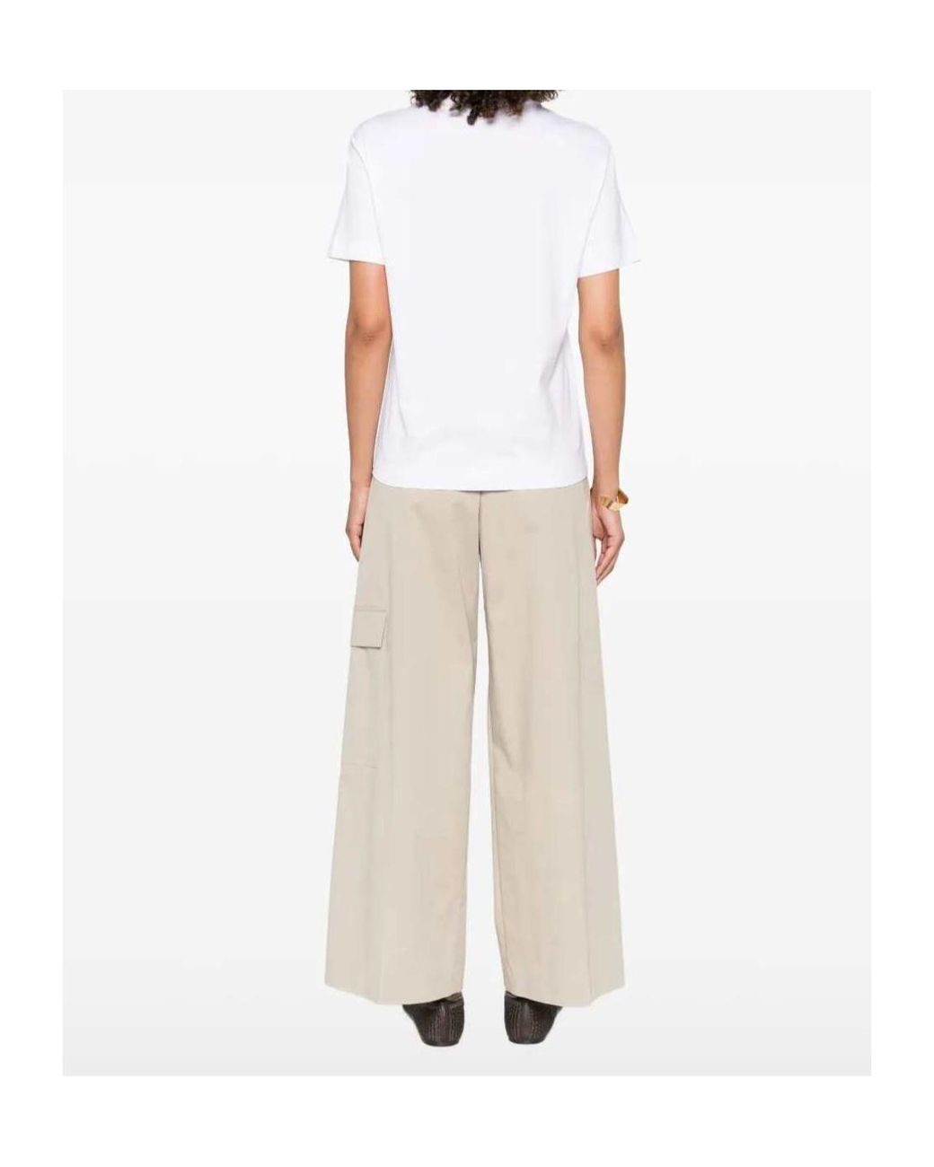 Brunello Cucinelli White Shiny Tab Crewneck T-Shirt