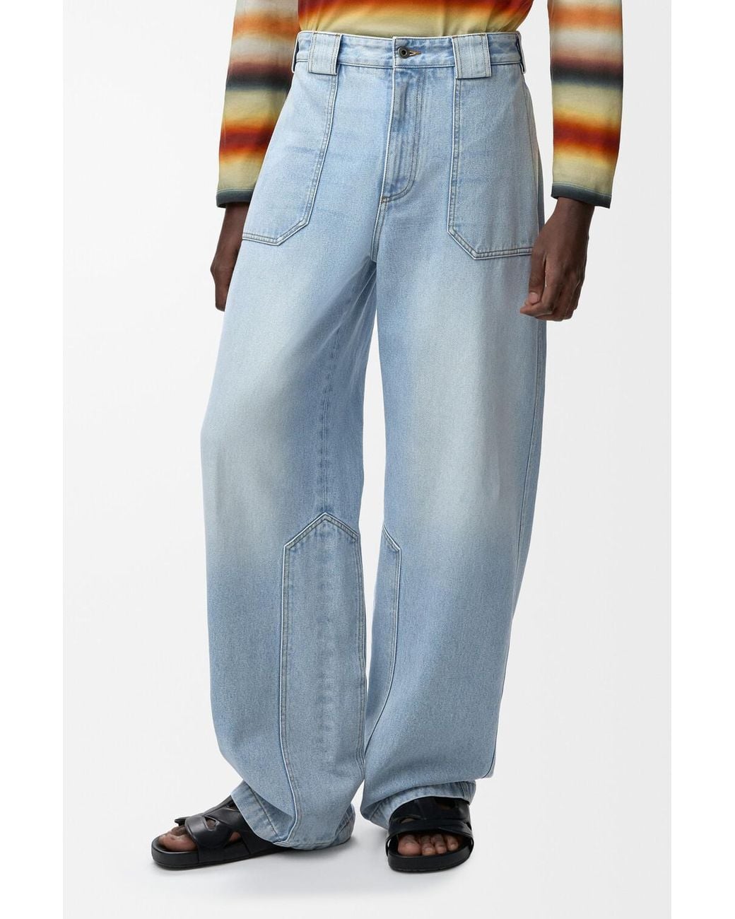 Loewe Blue Washed-Effect Panelled Jeans for men