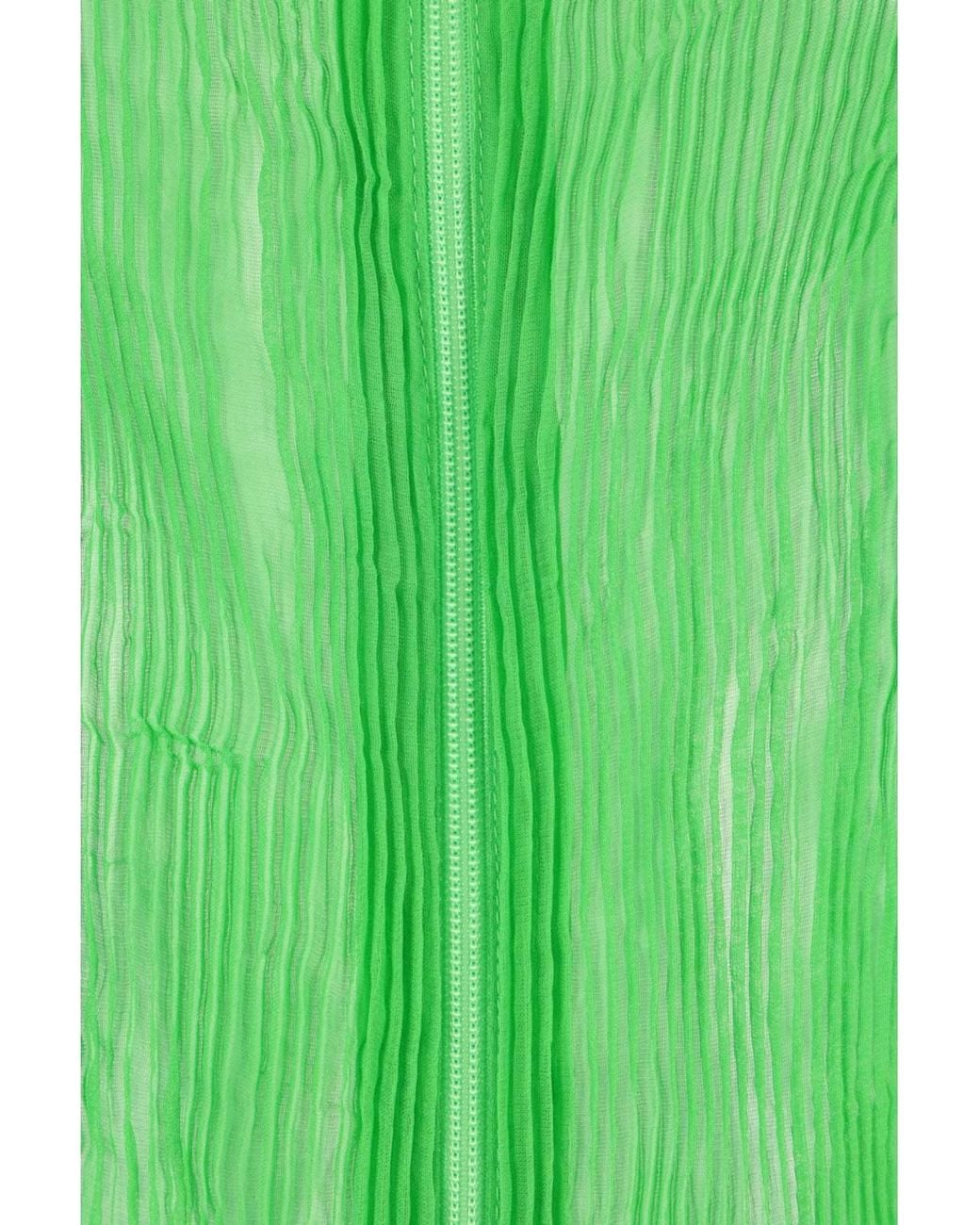 Issey Miyake Green Chiffon Twist 1 Pleated Zip Cardigan