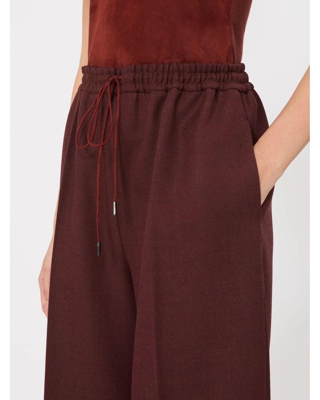 Max Mara Purple Slalom Drawstring Wide-Leg Pants