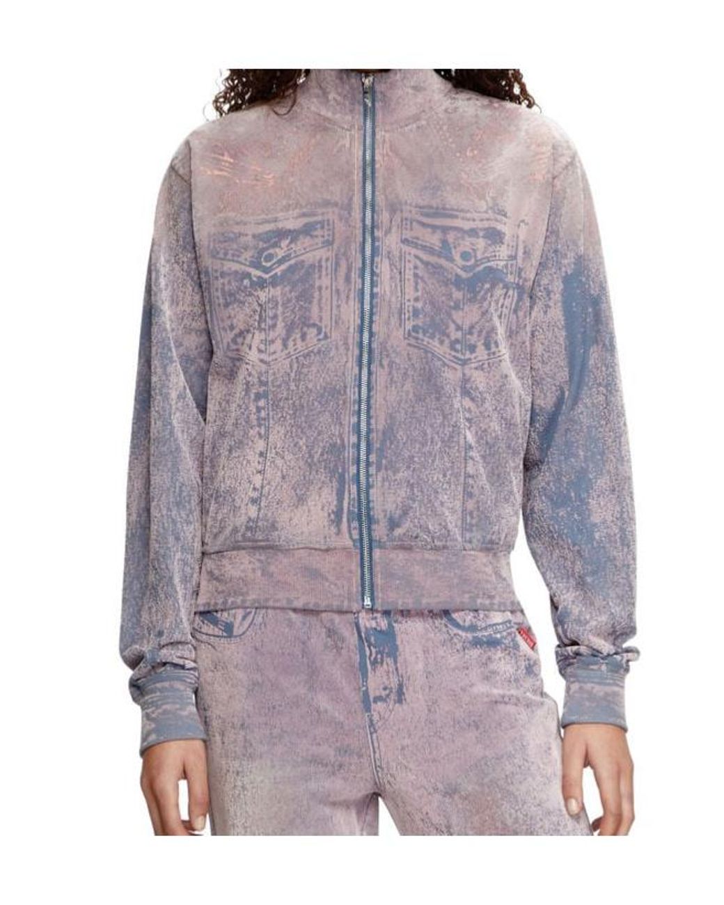 DIESEL Purple F-Slitly Zip-Up High Neck Sweatshirt