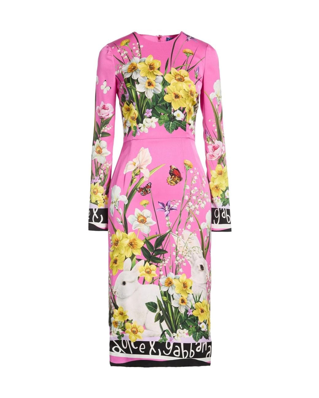 Dolce & Gabbana Pink Print Bodycon Dress