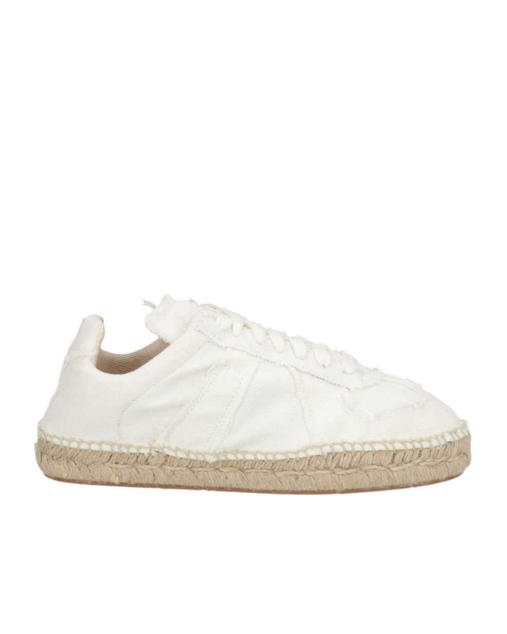Maison Margiela White Canvas And Straw Woven Shoes