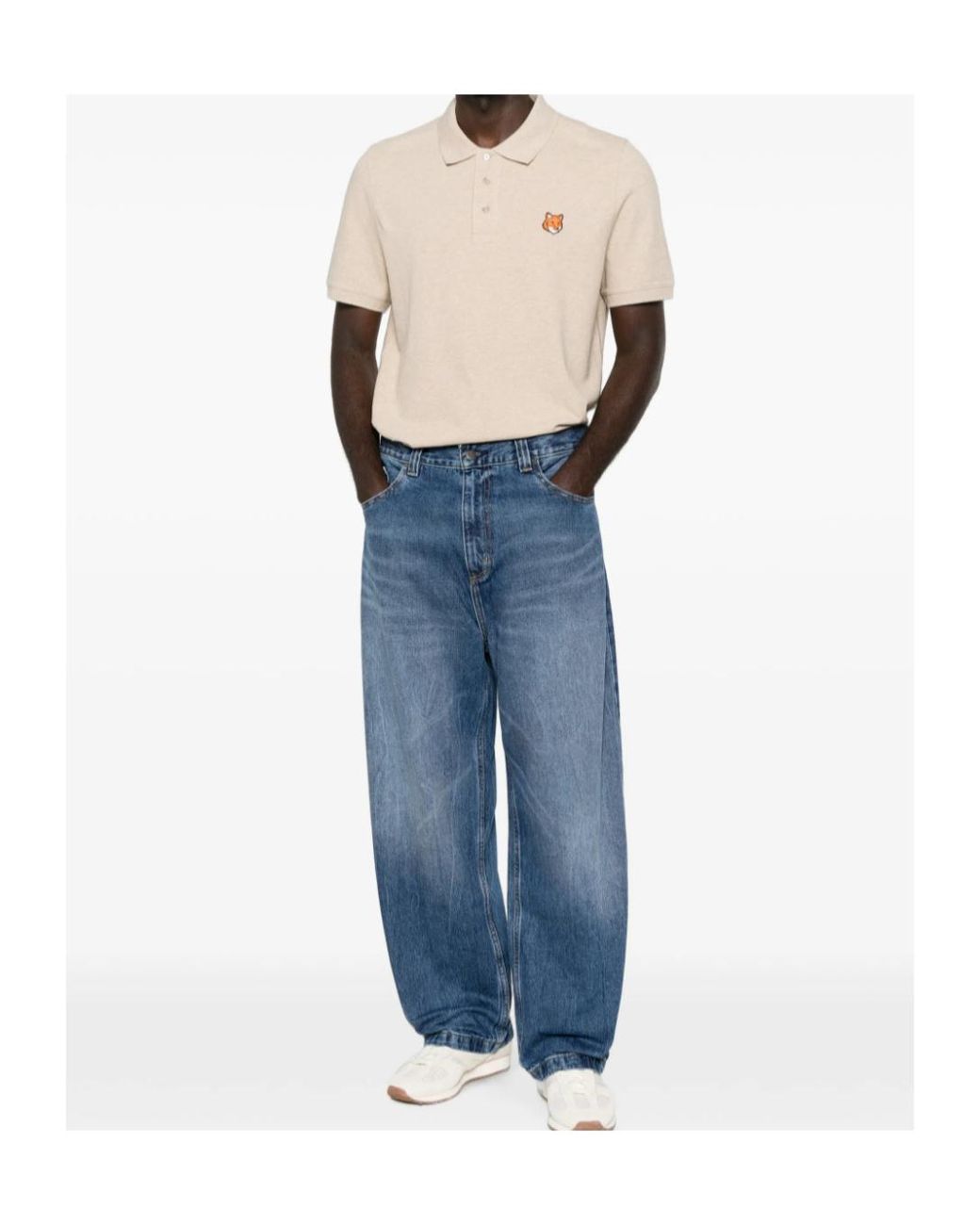 Maison Kitsuné White Fox Head Patch Polo Shirt for men