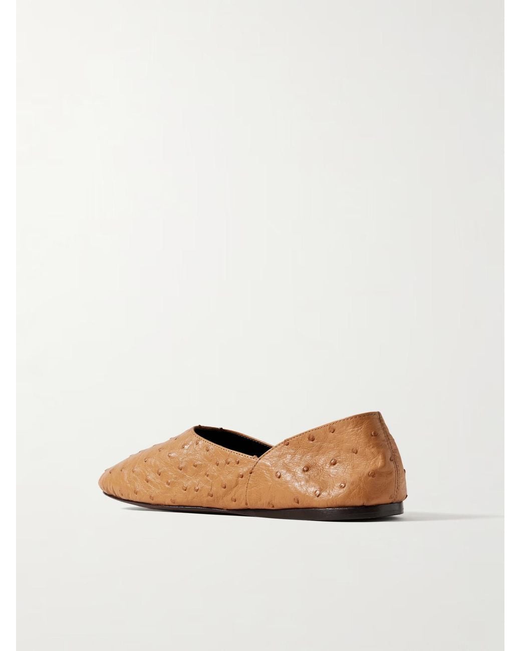 Khaite Brown Jane Ostrich Leather Flats