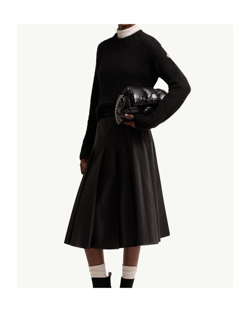 Moncler Black Logo Patch Crewneck Knitted Jumper